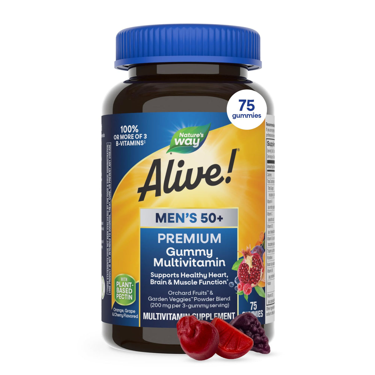 Nature’s Way Alive! Men’s 50 Plus Premium Gummy Multivitamin, Supports Healthy Heart, Brain & Muscle Function with High Potency B-Vitamins, Vitamin A, C, D3 - PrimeBioHealth - canada supplements