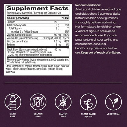 Nature’s Way Sambucus Elderberry Gummies, Immune Support Gummy for Adults & Kids Ages 4+ with Black Elderberry Extract, Vitamin C - PrimeBioHealth - canada supplements