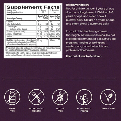 Nature’s Way Sambucus Kids Elderberry Immune Gummies with Black Elderberry Extract, Daily Immune Support Gummy with Vitamin C and Zinc - PrimeBioHealth - canada supplements