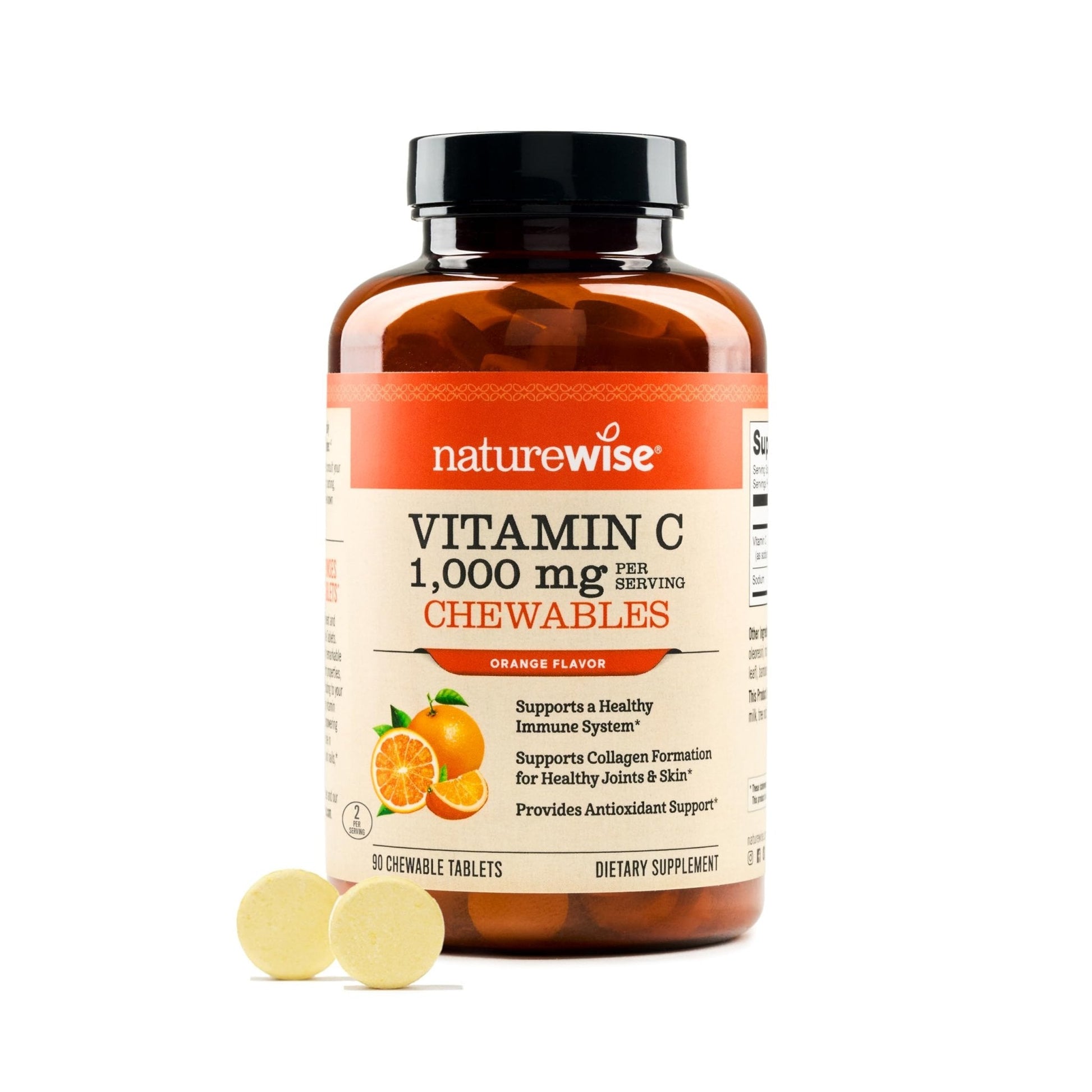 NatureWise Extra Strength Vitamin C Chewable 1000mg for Adults - Natural Orange Flavor - Immune System & Antioxidant Support - Non-GMO - PrimeBioHealth - canada supplements