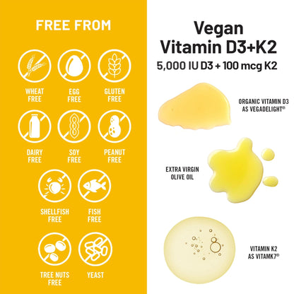 NatureWise Vegan Vitamin D3 + K2 - Natural D3 5000IU + Natural Vitamin K2 100mcg - Bone Support - High Absorption - PrimeBioHealth - canada supplements
