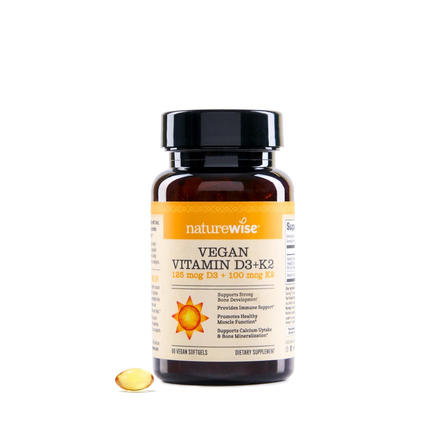 NatureWise Vegan Vitamin D3 + K2 - Natural D3 5000IU + Natural Vitamin K2 100mcg - Bone Support - High Absorption - PrimeBioHealth - canada supplements