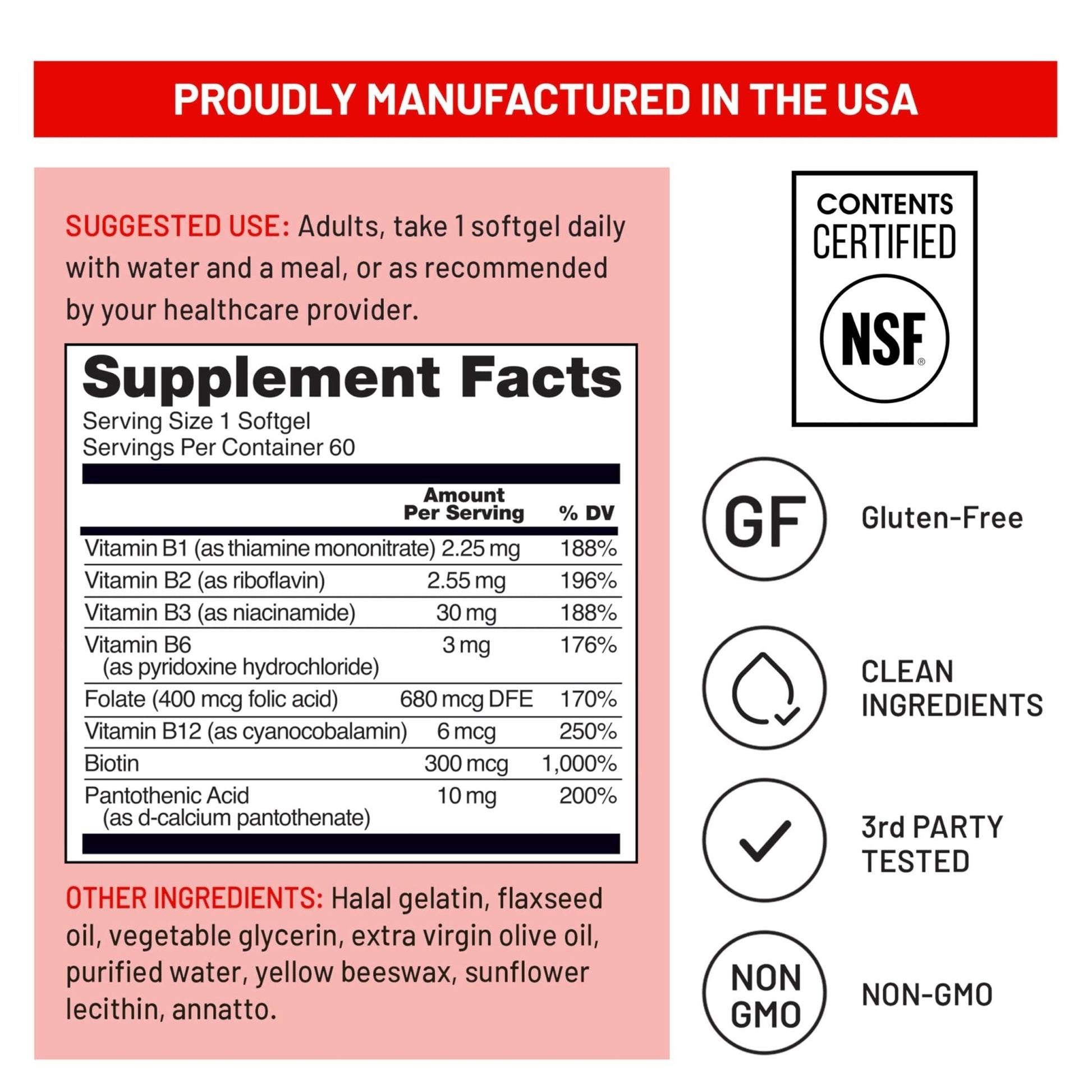 NatureWise Vitamin B Complex for Women and Men - with Folic Acid Biotin B1 B2 B3 B6 B12 - Support Cellular Energy & Mental Clarity - Gluten & Dairy Free - PrimeBioHealth - canada supplements