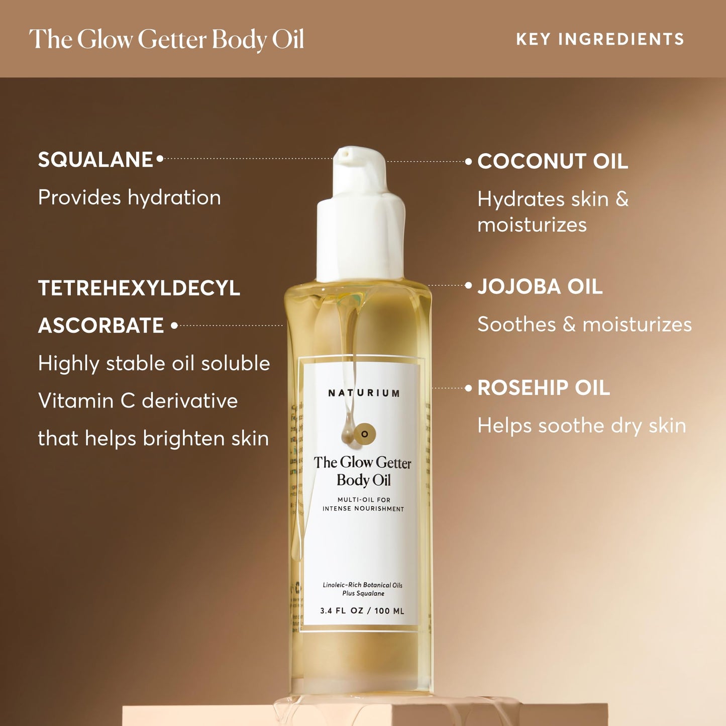 Naturium The Glow Getter Body Oil, Multi-Oil for Intense Nourishment, Hydrating & Moisturizing Formula, Vegan & Cruelty-Free, 3.4 oz - PrimeBioHealth - canada supplements