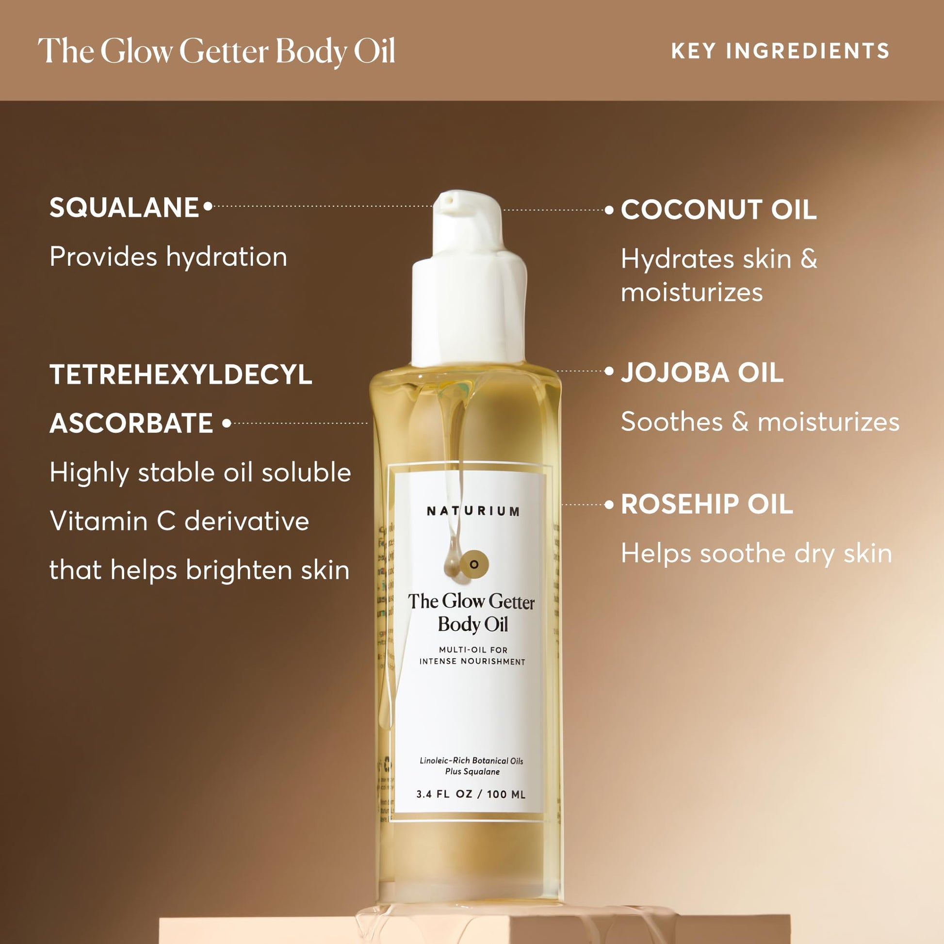 Naturium The Glow Getter Body Oil, Multi-Oil for Intense Nourishment, Hydrating & Moisturizing Formula, Vegan & Cruelty-Free, 3.4 oz - PrimeBioHealth - canada supplements