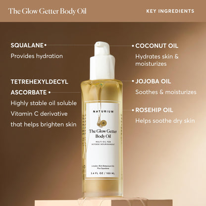 Naturium The Glow Getter Body Oil, Multi-Oil for Intense Nourishment, Hydrating & Moisturizing Formula, Vegan & Cruelty-Free, 3.4 oz - PrimeBioHealth - canada supplements