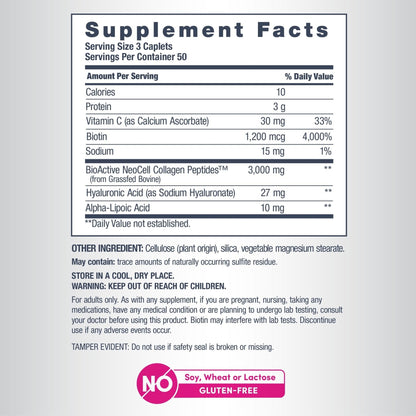 NeoCell Collagen Beauty Builder | 150 Caplets | Grass Fed BioActive Peptides | with Biotin and Hyaluronic Acid | Radiant Skin & Strong Nails Supplement - PrimeBioHealth - canada supplements