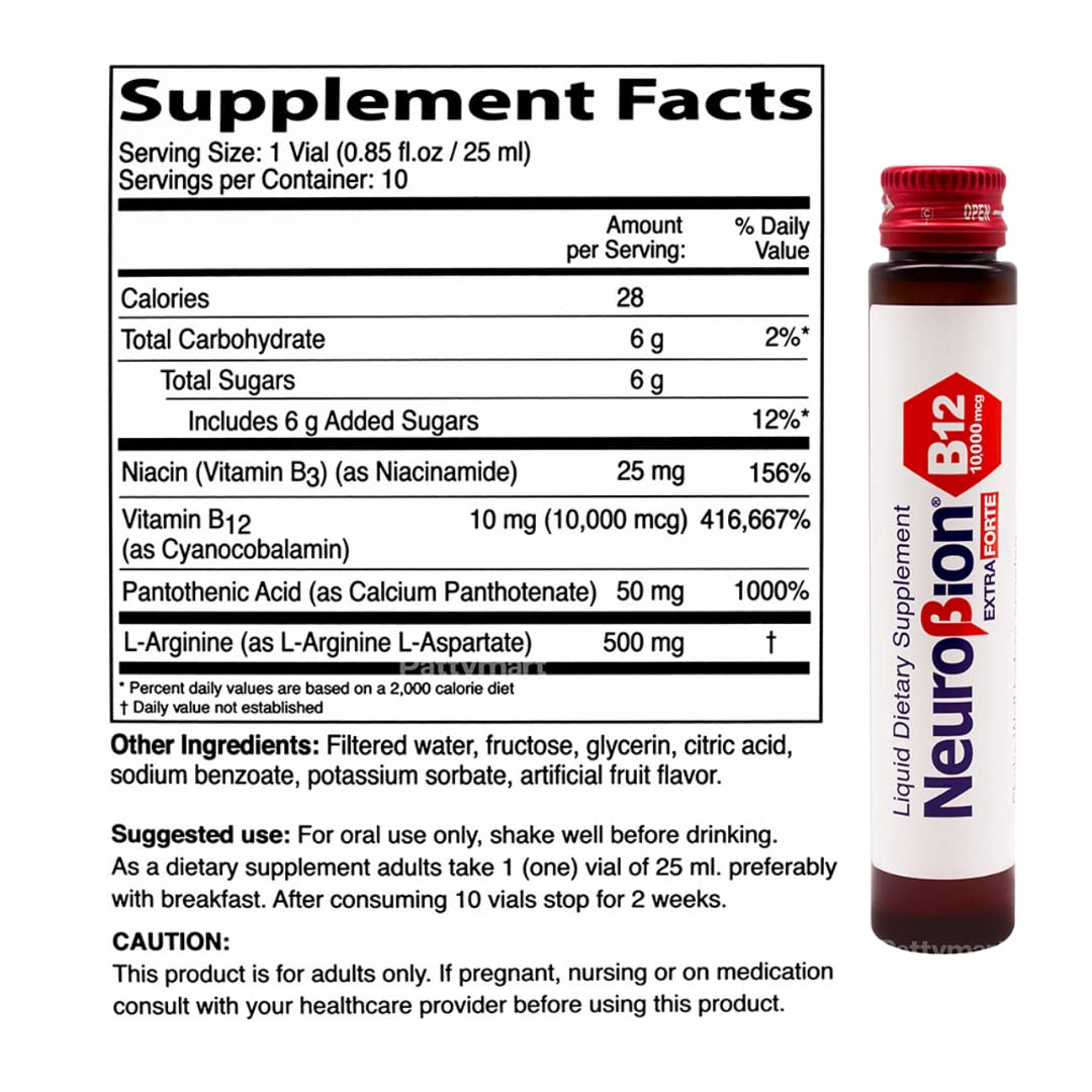 Neurobion Extra Forte B12 10,000 mcg Vials, Liquid - Extreme Powerful- 10 Vials per Box - PrimeBioHealth - canada supplements