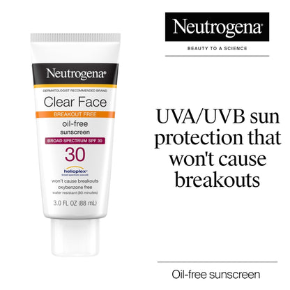 Neutrogena Clear Face Sunscreen for Acne-Prone Skin SPF 30, Broad Spectrum Facial Sunscreen Lotion, Lightweight, Non Comedogenic, Oil-, Fragrance- & Oxybenzone - PrimeBioHealth - canada supplements
