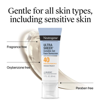 Neutrogena Ultra Sheer Invisible Gel Face Sunscreen SPF 40, Facial Sunscreen & Moisturizer - PrimeBioHealth - canada supplements