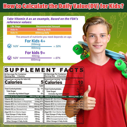 NEVISS Kids Teens Ages 4–17 Multivitamin with Iron Omega3 D3K2, Picky Eater Vitamin Super Greens Gummies, Boys Girls Organic Fruits Veggies Superfood Gummy, Mushroom | Immune Bone Brain, Sugar Free - PrimeBioHealth - canada supplements