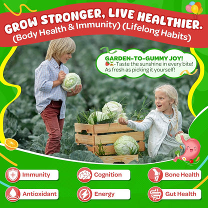 NEVISS Kids Teens Ages 4–17 Multivitamin with Iron Omega3 D3K2, Picky Eater Vitamin Super Greens Gummies, Boys Girls Organic Fruits Veggies Superfood Gummy, Mushroom | Immune Bone Brain, Sugar Free - PrimeBioHealth - canada supplements