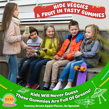 NEVISS Kids Teens Ages 4–17 Multivitamin with Iron Omega3 D3K2, Picky Eater Vitamin Super Greens Gummies, Boys Girls Organic Fruits Veggies Superfood Gummy, Mushroom | Immune Bone Brain, Sugar Free - PrimeBioHealth - canada supplements