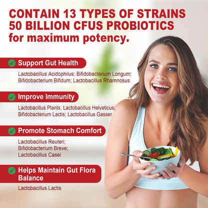 NEVISS Probiotic + Prebiotic Gummies for Adults & Kids 4+, Sugar Free Chewable 50 Billion CFUs w/Fiber, Vitamin B1 B2 D3 & Zinc, for Digestive & Gut Health - PrimeBioHealth - canada supplements