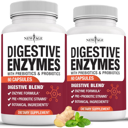 NEW AGE Digestive Enzymes for Gut Health - Probiotic Multi Enzymes with Prebiotics and Probiotics with Lipase for Women and Men for Digestive Health, - PrimeBioHealth - canada supplements
