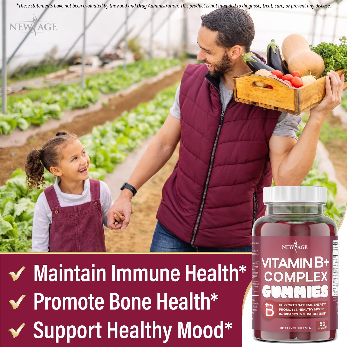 NEW AGE Vitamin B Complex Gummies with Vitamin B3, B6, & B12 – with Biotin, Folic Acid & Vitamin C – Gluten-Free, Vegan - PrimeBioHealth - canada supplements