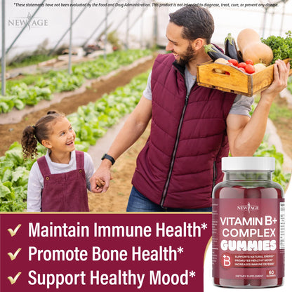 NEW AGE Vitamin B Complex Gummies with Vitamin B3, B6, & B12 – with Biotin, Folic Acid & Vitamin C – Gluten-Free, Vegan - PrimeBioHealth - canada supplements