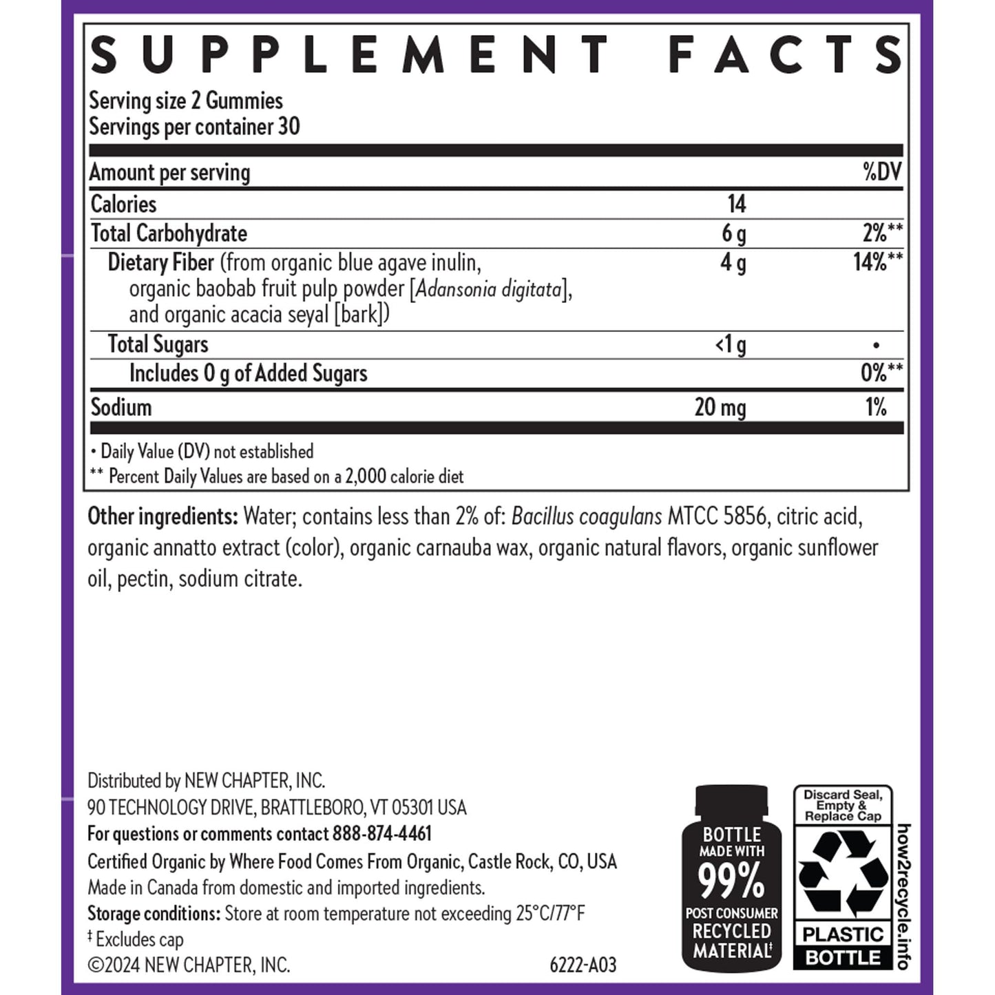 New Chapter Organic Fiber Gummies for Adults & Kids (Age 4+), Plant-Based Prebiotic Fiber for Digestive Health, Vegan, Non-GMO, USDA Organic - PrimeBioHealth - canada supplements