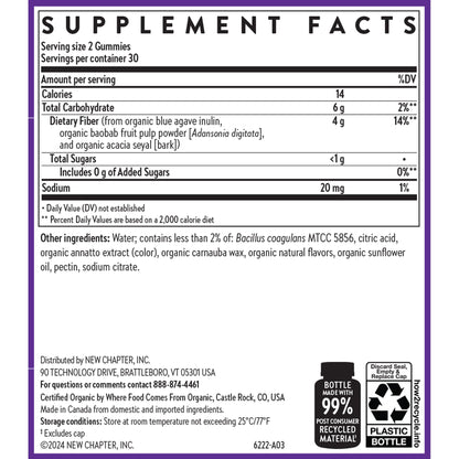 New Chapter Organic Fiber Gummies for Adults & Kids (Age 4+), Plant-Based Prebiotic Fiber for Digestive Health, Vegan, Non-GMO, USDA Organic - PrimeBioHealth - canada supplements