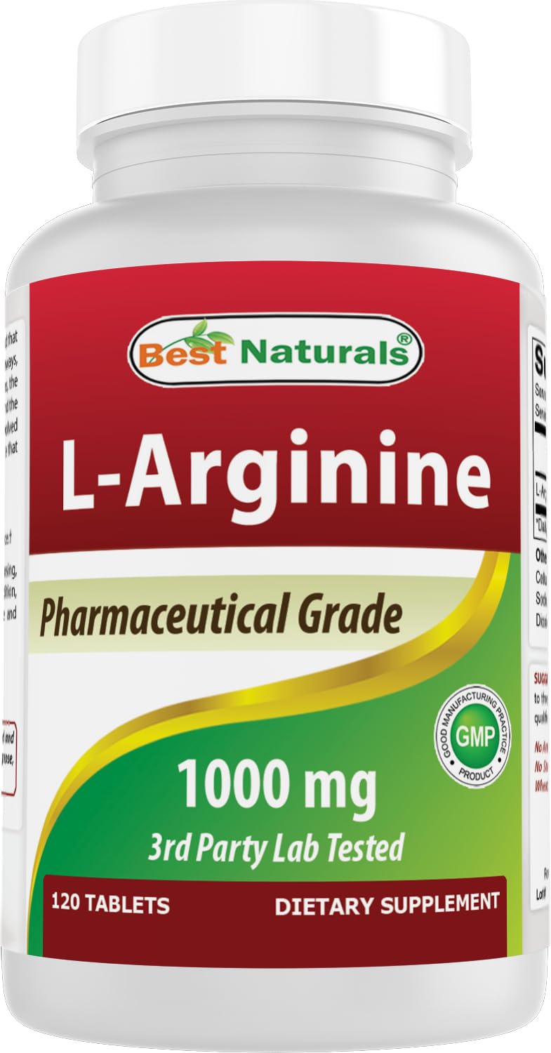 (New Improved Formula) Best Naturals L-Arginine 1000 mg 120 Tablets - Pharmaceutical Grade L Arginine Supplement - PrimeBioHealth - canada supplements