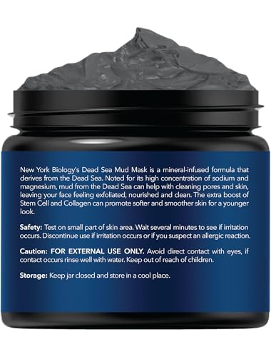 New York Biology Dead Sea Mud Mask for Face, Body | with Stem Cell and Collagen | Spa Quality Pore Refiner for Oily Skin - PrimeBioHealth - canada supplements