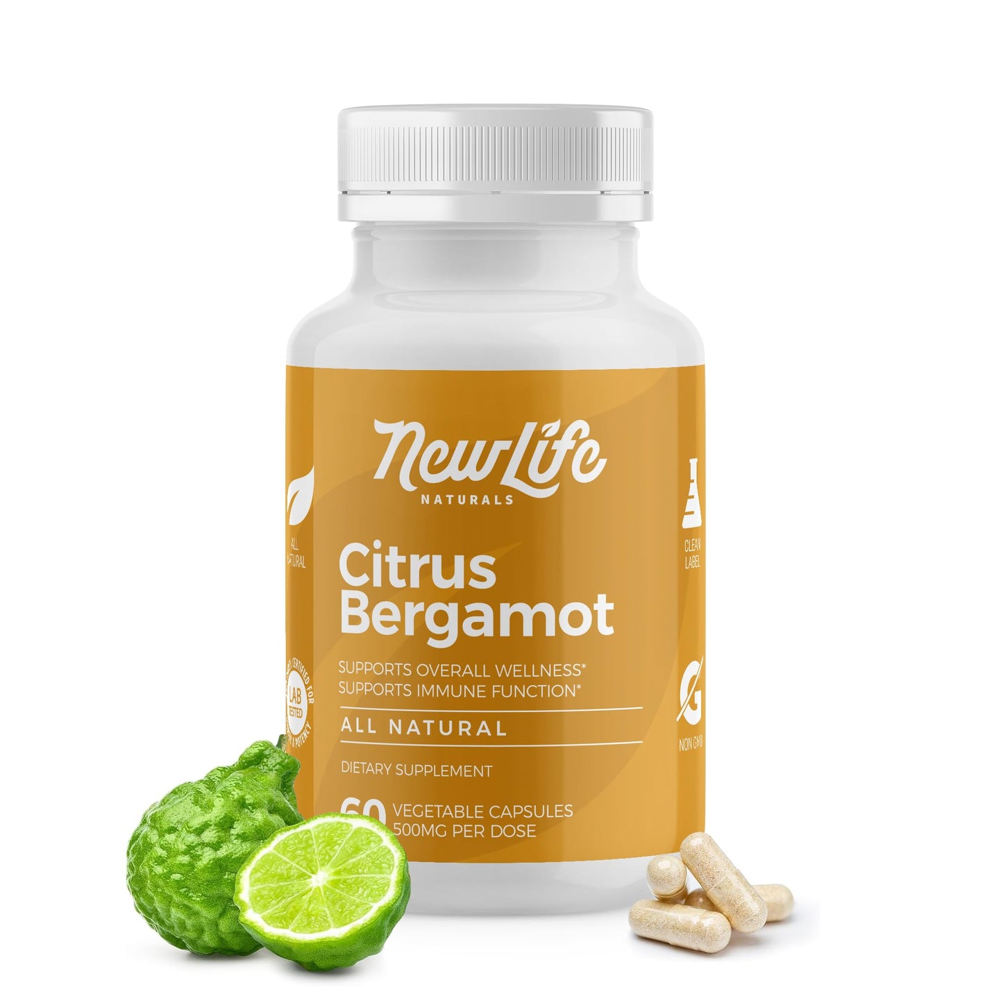 NewLife Naturals Citrus Bergamot Supplements 500 MG - Heart Health - Supplement for Wellness and Aging Support - PrimeBioHealth - canada supplements