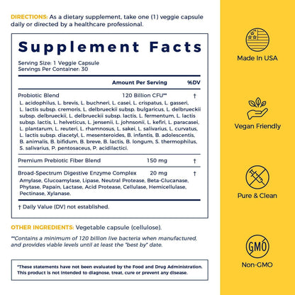 NewRhythm Probiotics 120 Billion CFU 36 Strains, 3-in-1 Probiotics with Prebiotics & Enzymes, Probioticos for Women & Men, - PrimeBioHealth - canada supplements
