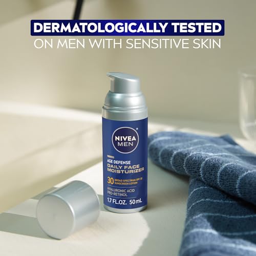 NIVEA MEN Age Defense Daily Face Moisturizer with Broad Spectrum SPF 30 Sunscreen, Pro-Retinol and Hyaluronic Acid, Beard-Friendly - PrimeBioHealth - canada supplements