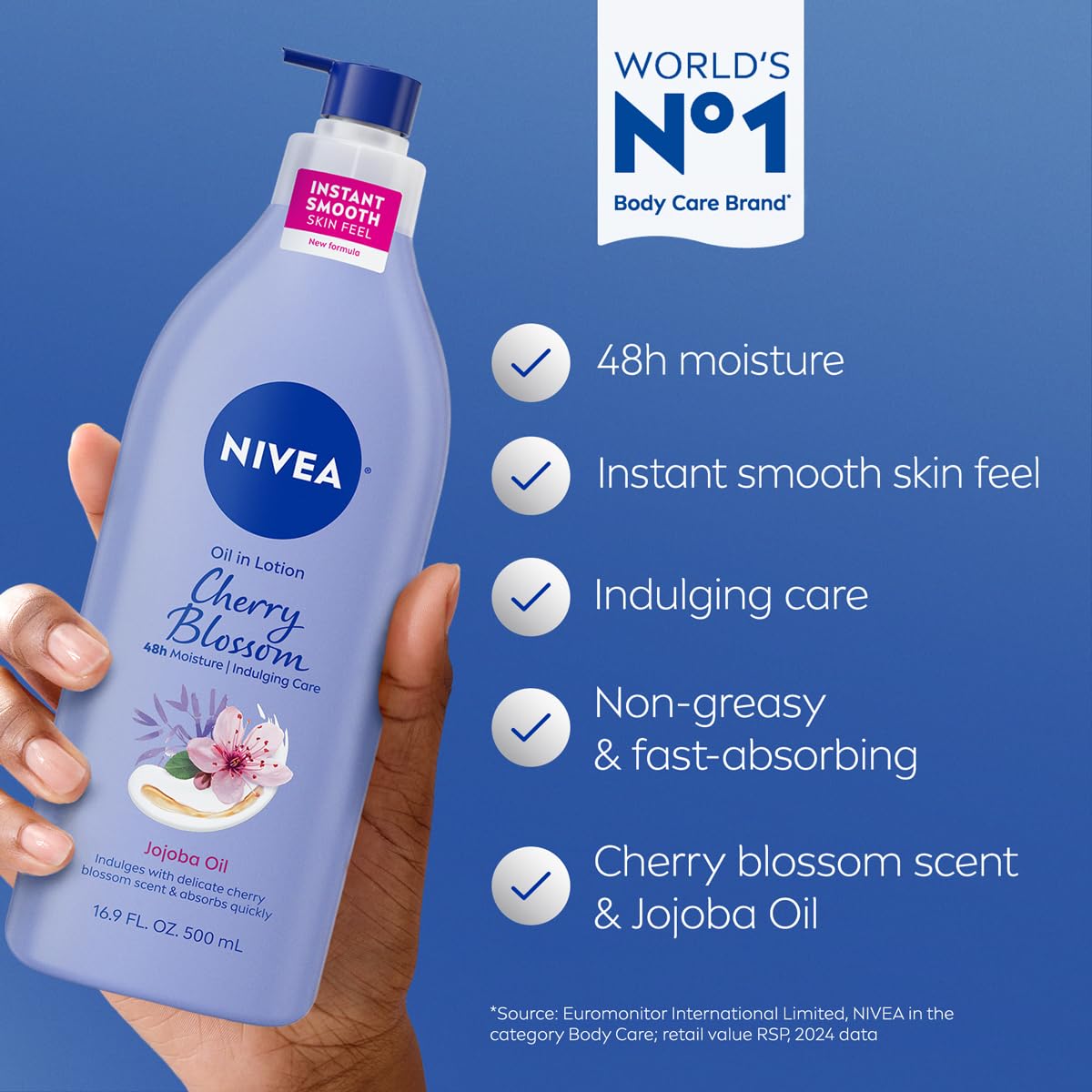 NIVEA Oil Infused Cherry Blossom and Jojoba Oil Body Lotion for Women, Fast-Absorbing and Non-Greasy Cherry Blossom Scented - PrimeBioHealth - canada supplements