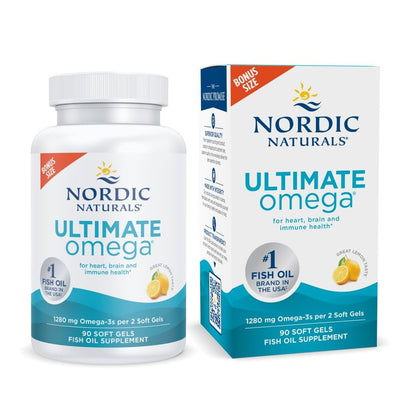 Nordic Naturals Ultimate Omega, Lemon Flavor - 90 Soft Gels - 1280 mg Omega-3 - High-Potency Omega-3 Fish Oil Supplement with EPA & DHA - PrimeBioHealth - canada supplements