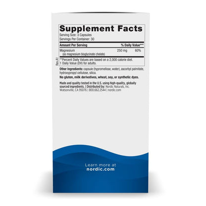 Nordic Naturals Vegetarian Magnesium Glycinate Capsules, Unflavored, 90 Count - 250mg Magnesium per Serving - Highly Bioavailable Support for Muscle & Cardiovascular - PrimeBioHealth - canada supplements