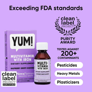 NovaFerrum Yum | Multivitamin with Iron for Infants, Toddlers & Kids Ages 4 & Under | Immune Support | Gluten Free Certified - PrimeBioHealth - canada supplements