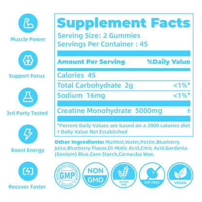 novomins Creatine Monohydrate Gummies 5000mg for Men & Women, Chewables Creatine Monohydrate for Muscle Strength, Muscle Builder, Energy Boost, Pre-Workout Supplement - PrimeBioHealth - canada supplements