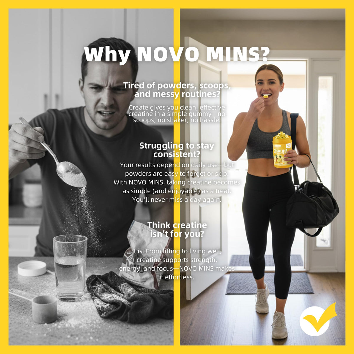 novomins Creatine Monohydrate Gummies for Men & Women, Chewables Creatine Monohydrate for Muscle Strength, Muscle Builder, Energy Boost, Pre-Workout Supplement - PrimeBioHealth - canada supplements