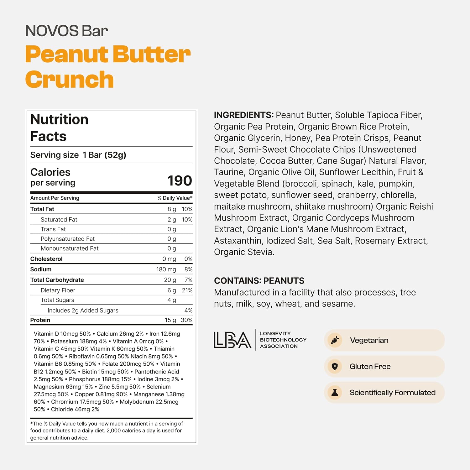 NOVOS Longevity Protein Bar Variety Pack (3 Flavors) – Peanut Butter, Mixed Berry Crunch & Salted Chocolate Crunch | 15g Protein, 20 Superfoods & Longevity Nutrients | Healthy Snack for Energy & Focus - PrimeBioHealth - canada supplements