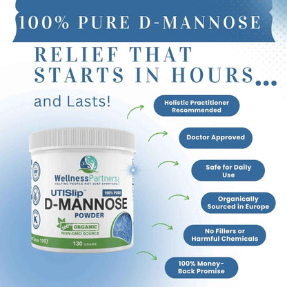 Now New UTI-Slip D Mannose Non GMO Organic Source Powder 130g jar.