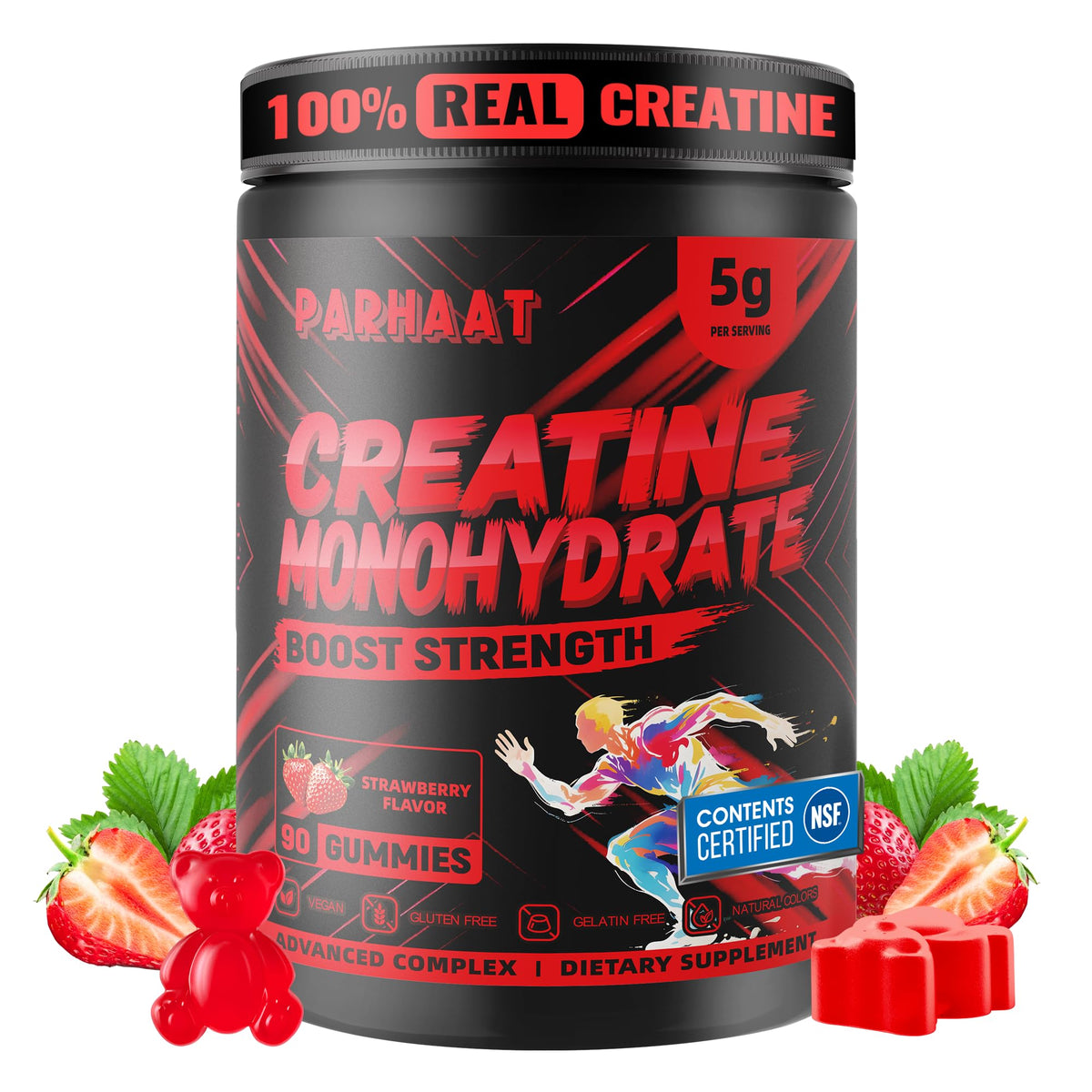 NSF Certified Creatine Gummy - Creatine Monohydrate Gummies 5g for Men & Women - Boost Focus,Strength, and Endurance, Vegan, Gluten-Free, Non-GMO, 2.5 Gram Creatine - PrimeBioHealth - canada supplements