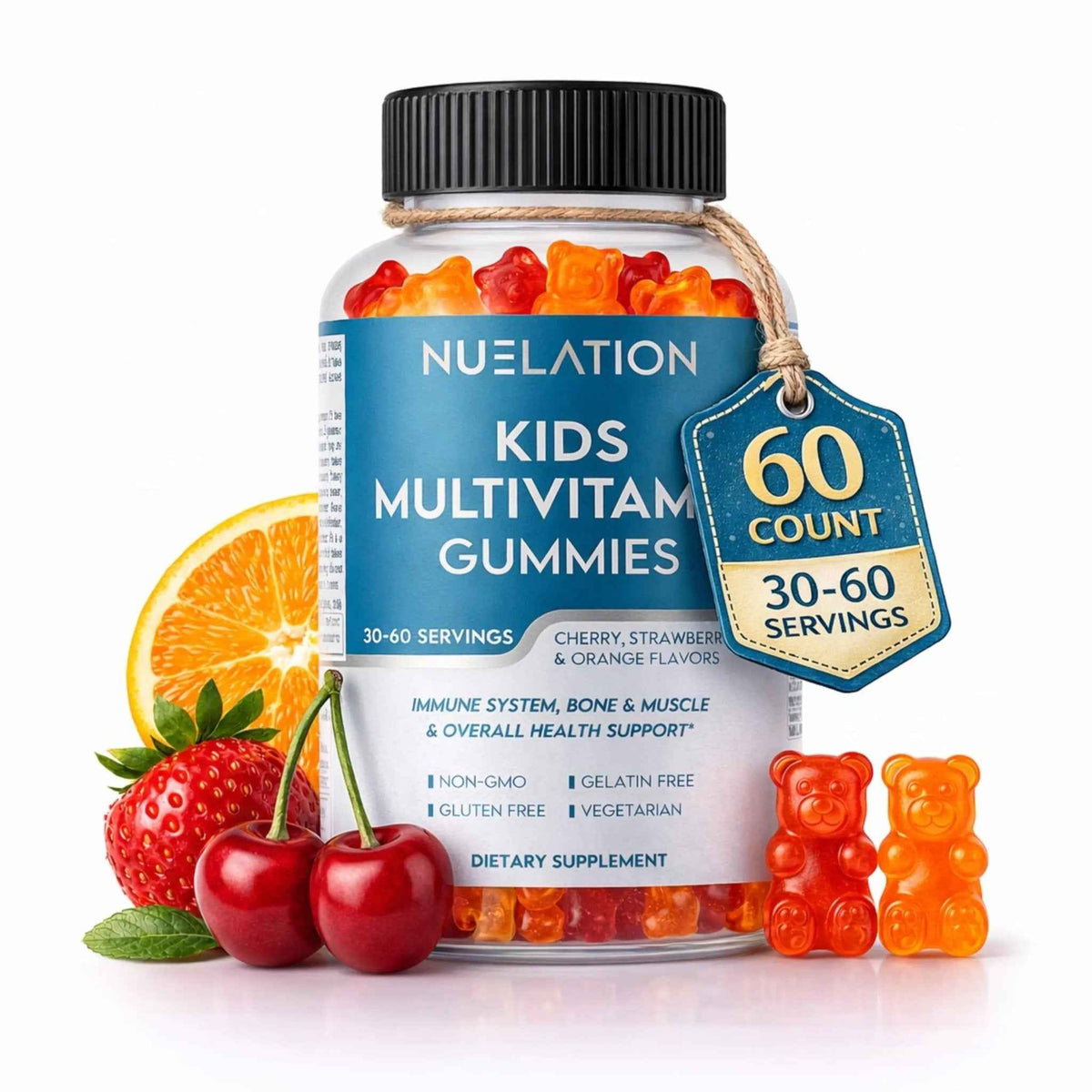 NUELATION Kids Multivitamin Gummies, 30-60 Day Supply with 14 Essential Kids Vitamins & Minerals. Toddler Vitamins for Overall Wellness. Non-GMO, Gelatin-Free, Gluten-Free, Vegetarian Children Vitamin