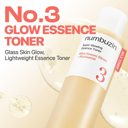 numbuzin No.3 Super Glowing Essence Toner, Fermented Toner for Skin Glow & Texture, Bifida, Niacinamide, Hydrating - PrimeBioHealth - canada supplements