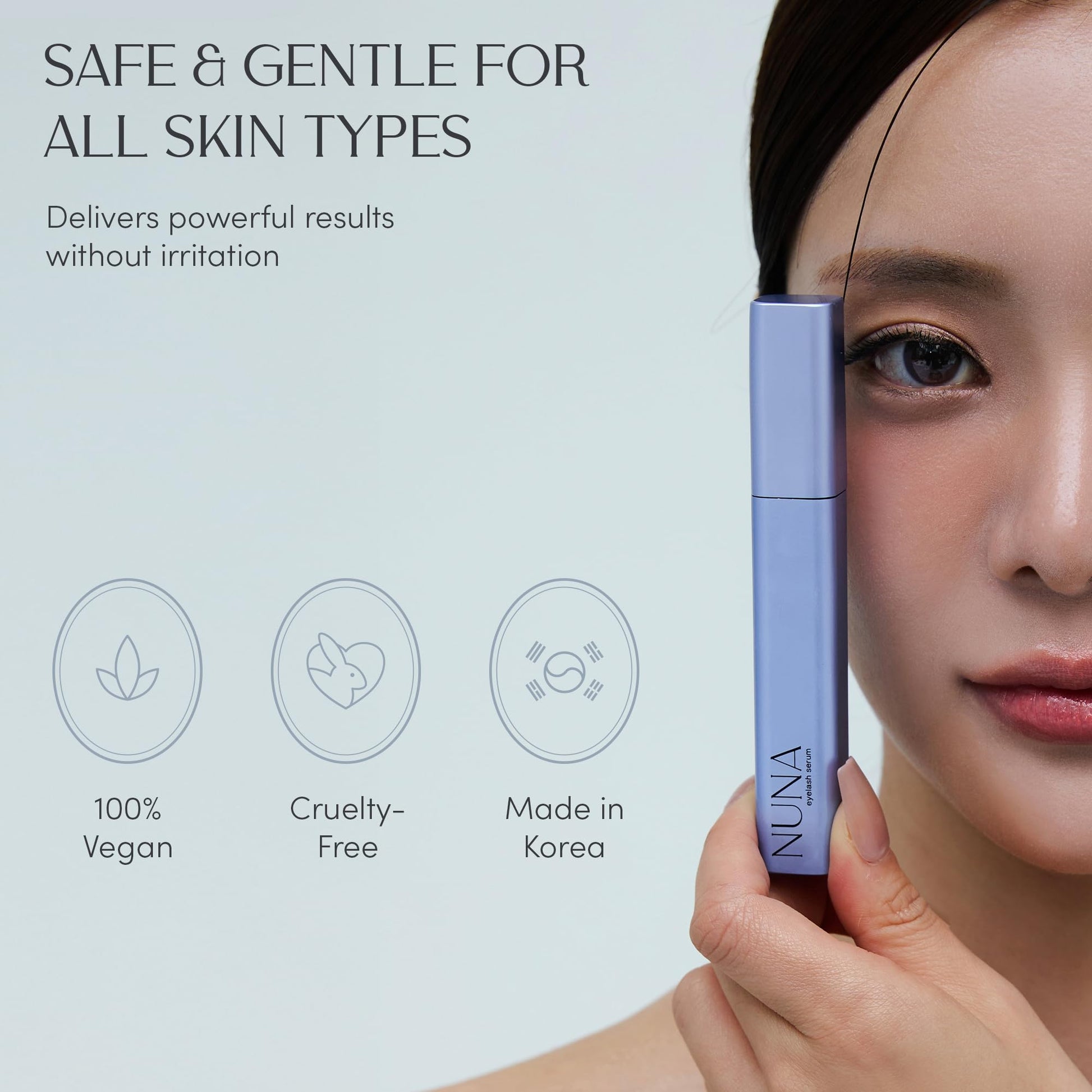 NUNA Eyelash Growth Support Serum 6ml – Eye Lash and Eyebrow Enhancing Serum for Women & Men with Biotin - Korean Multi Peptide & Natural Extracts - PrimeBioHealth - canada supplements