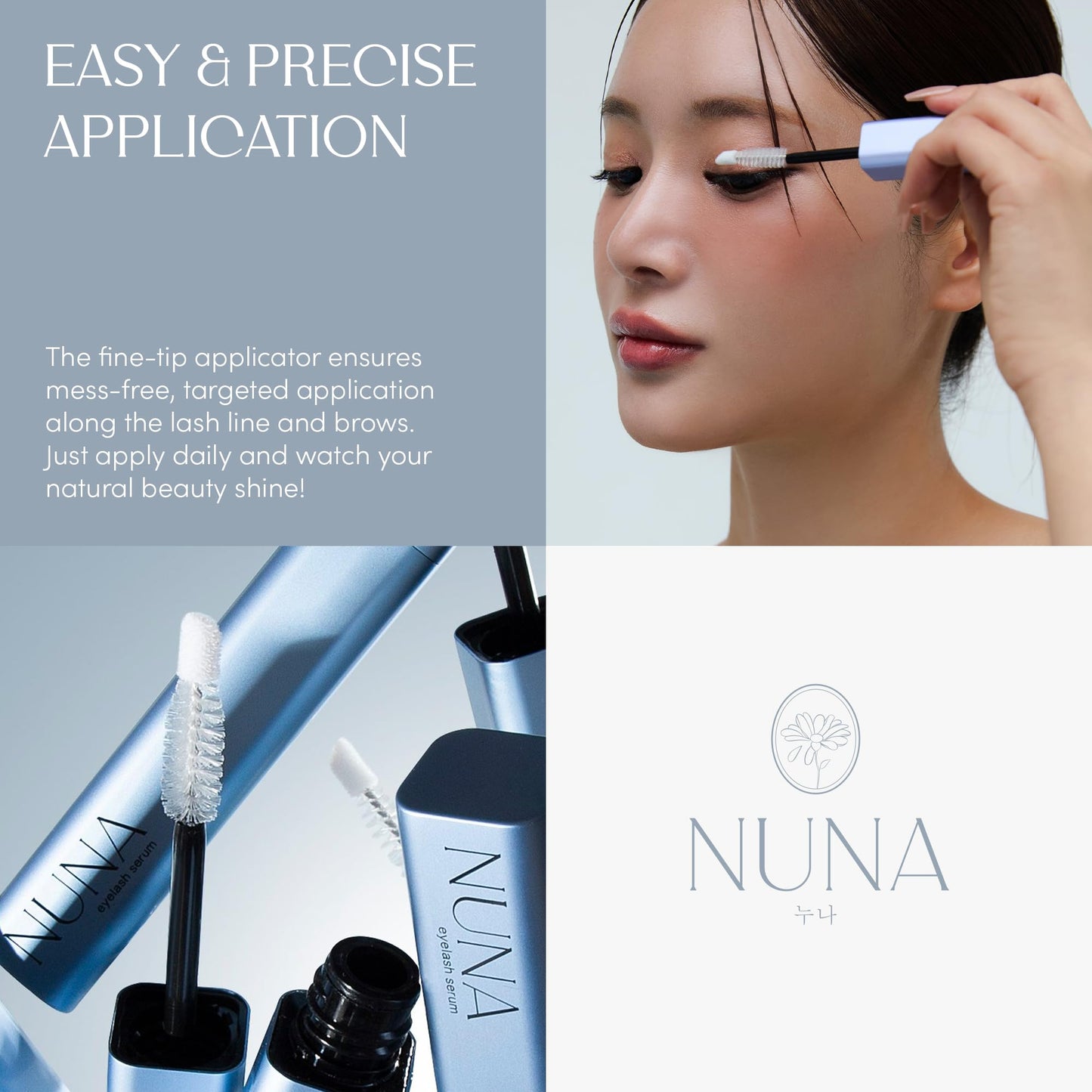 NUNA Eyelash Growth Support Serum 6ml – Eye Lash and Eyebrow Enhancing Serum for Women & Men with Biotin - Korean Multi Peptide & Natural Extracts - PrimeBioHealth - canada supplements