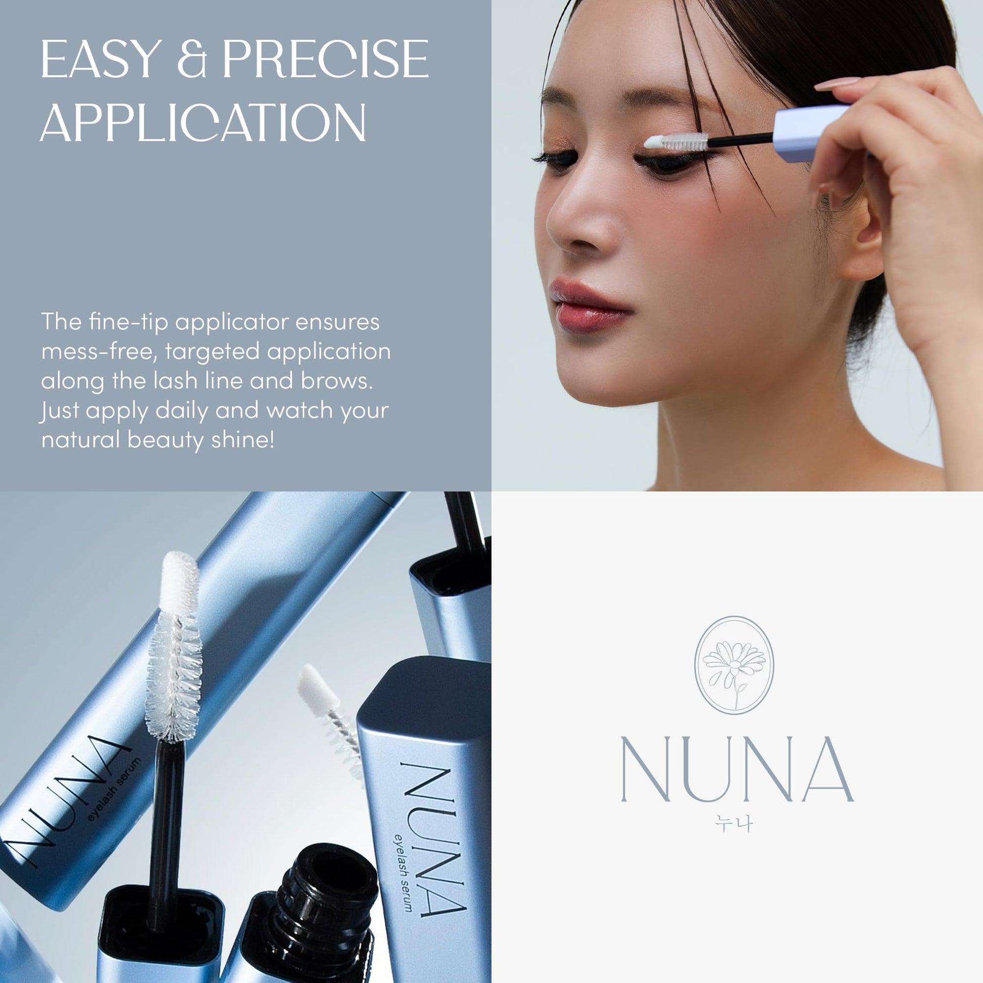 NUNA Eyelash Growth Support Serum 6ml – Eye Lash and Eyebrow Enhancing Serum for Women & Men with Biotin - Korean Multi Peptide & Natural Extracts - PrimeBioHealth - canada supplements