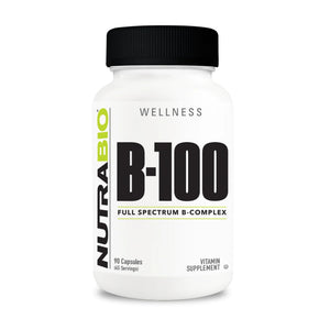 NutraBio B-100, B Vitamin Complex, Immune System Support, Healthy Hair, Skin, Nails, 90 Vegetable Capsules - PrimeBioHealth - canada supplements