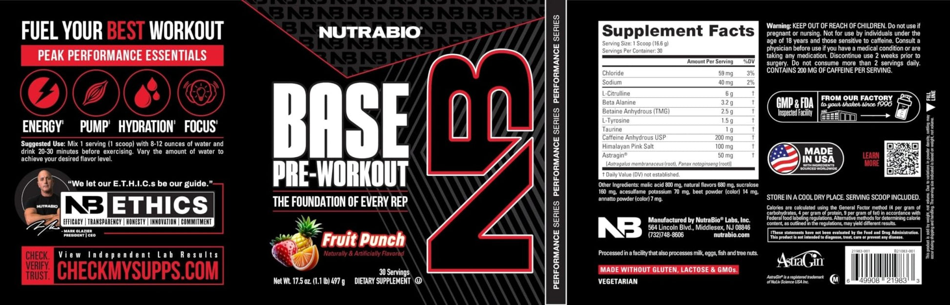 NutraBio Base Pre-Workout Powder 200mg Caffeine, Sustained Energy, Focus, Endurance, Pump, Sugar Free, Clean Preworkout for Men and Women - Beta Alanine, L-Tyrosine, 30 Servings - Lemon Lime - PrimeBioHealth - canada supplements
