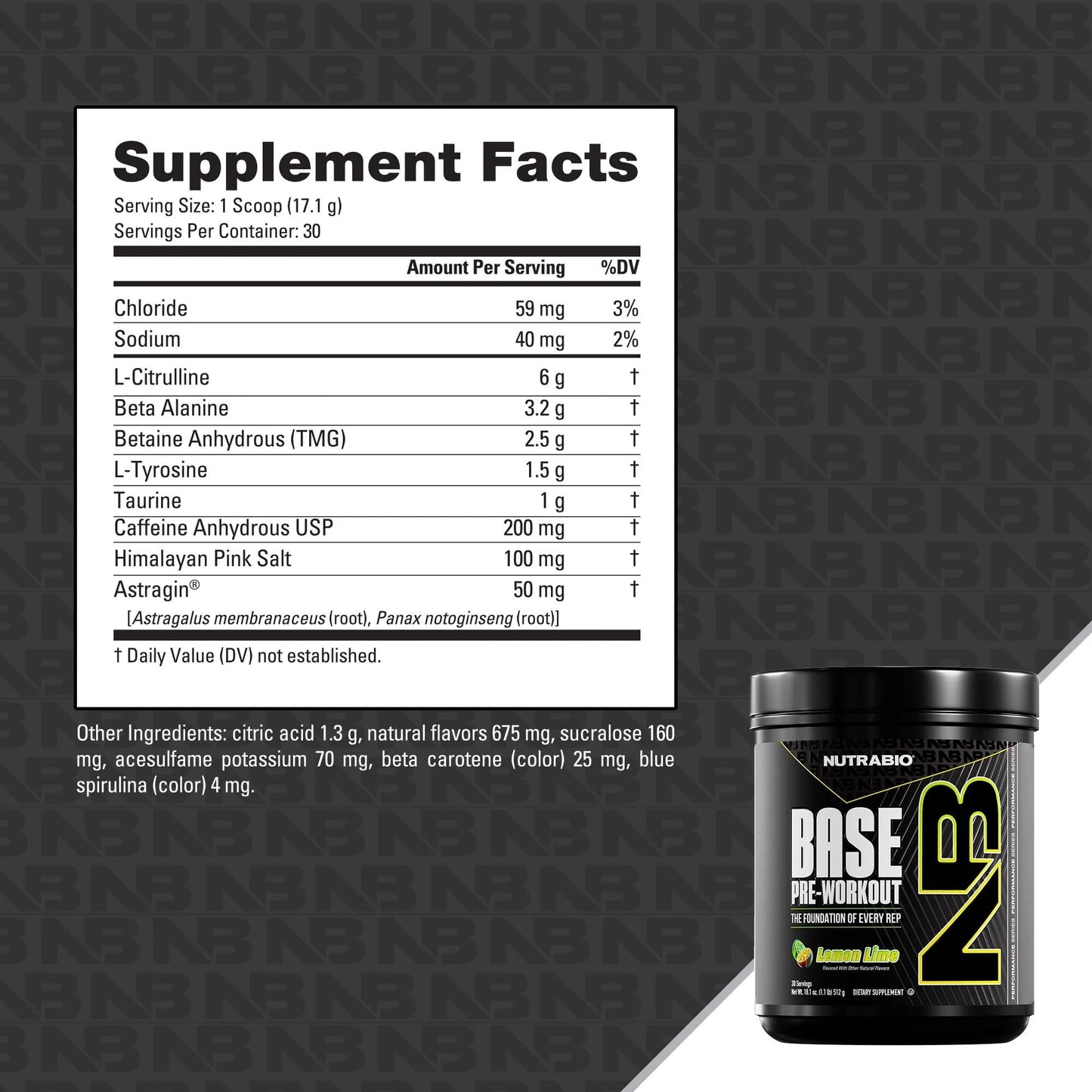 NutraBio Base Pre-Workout Powder 200mg Caffeine, Sustained Energy, Focus, Endurance, Pump, Sugar Free, Clean Preworkout for Men and Women - Beta Alanine, L-Tyrosine, 30 Servings - Lemon Lime - PrimeBioHealth - canada supplements