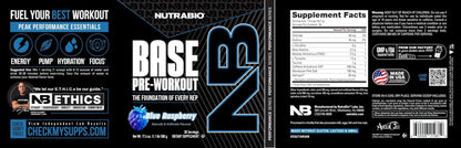 NutraBio Base Pre-Workout Powder 200mg Caffeine, Sustained Energy, Focus, Endurance, Pump, Sugar Free, Clean Preworkout for Men and Women - Beta Alanine, L-Tyrosine, 30 Servings - Lemon Lime - PrimeBioHealth - canada supplements