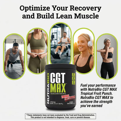 NutraBio CGT-MAX Powder- Creatine, Glutamine and Taurine to Support Muscle Recovery and Strength - 40 Servings - Unflavored - PrimeBioHealth - canada supplements