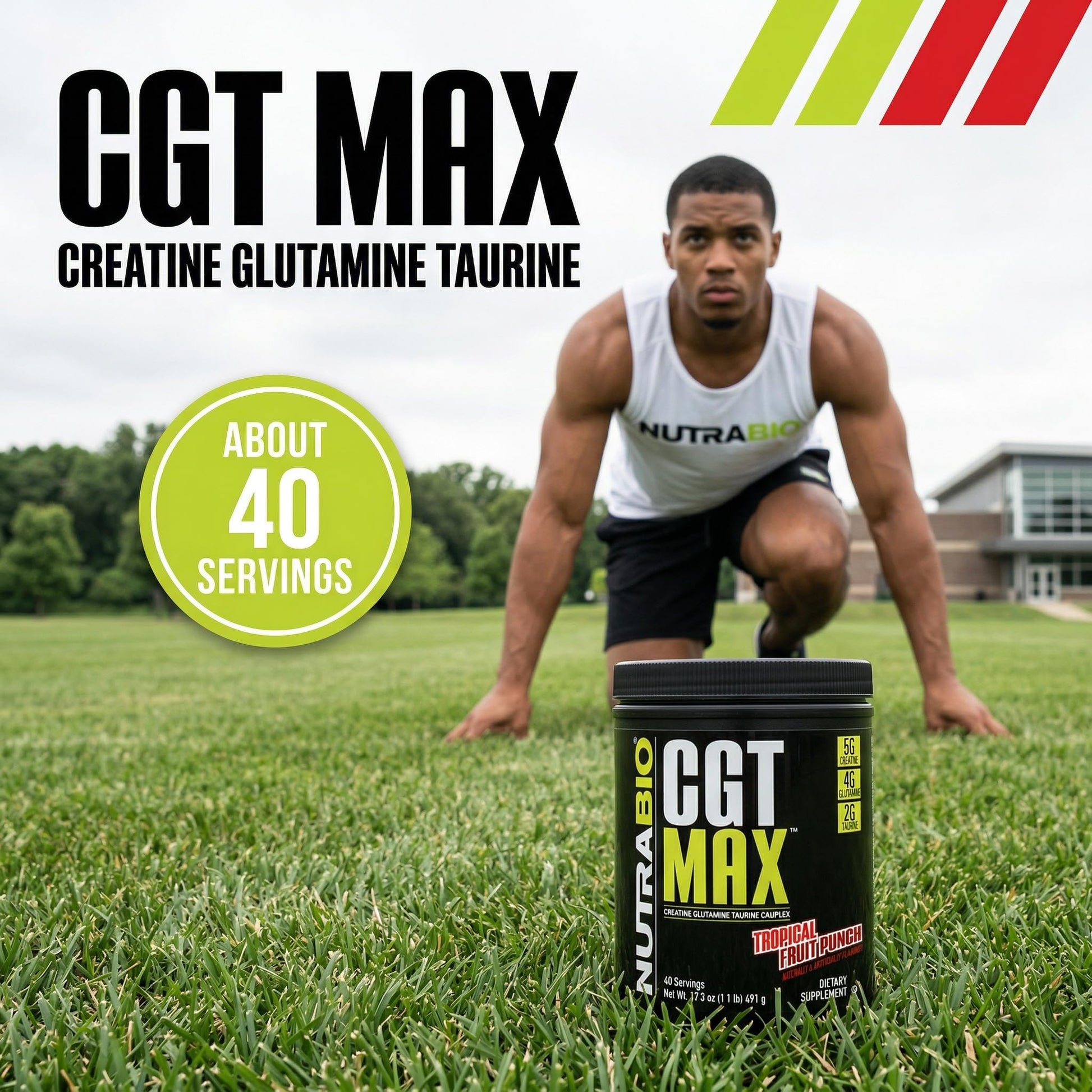 NutraBio CGT-MAX Powder- Creatine, Glutamine and Taurine to Support Muscle Recovery and Strength - 40 Servings - Unflavored - PrimeBioHealth - canada supplements