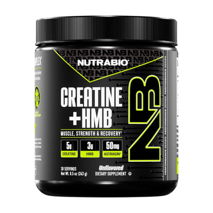 NutraBio Creatine + HMB- Creatine Monohydrate with HMB Powder for Muscle Growth, Increased Strength- 30 Servings (Unflavored) - PrimeBioHealth - canada supplements