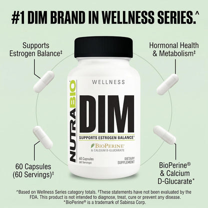 NutraBio DIM Supplement, Supports Estrogen Balance, 100mg - 60 Vegetable Capsules - PrimeBioHealth - canada supplements